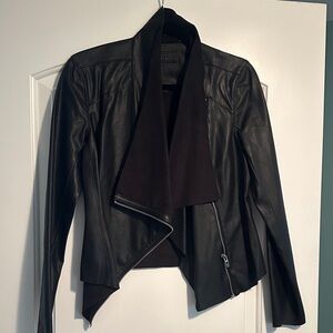 Blank NYC Black Draped Leather Jacket
